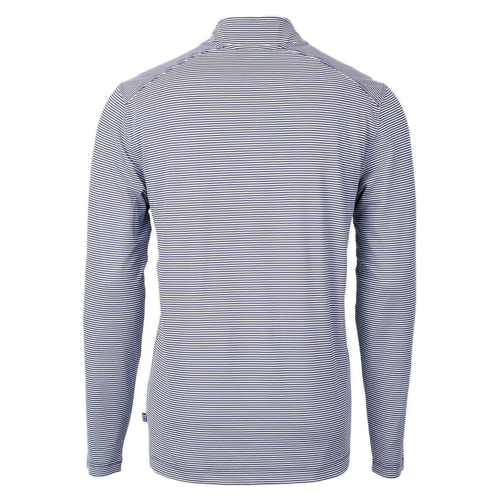 New Orleans Saints Cutter & Buck Virtue Eco Pique Micro Stripe Recycled Quarter-Zip Pullover Top - Navy/White - NFL
