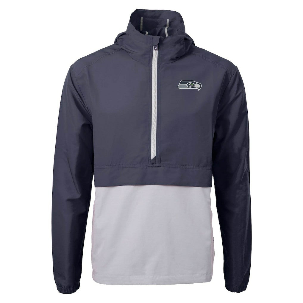 Seattle Seahawks Cutter & Buck Charter Eco Recycled Anorak Half-Zip Jacket - Blue - NFL