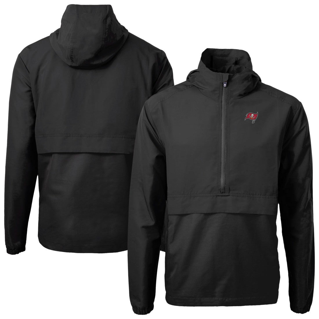 Tampa Bay Buccaneers Cutter & Buck Charter Eco Recycled Anorak Half-Zip Jacket - Black - NFL