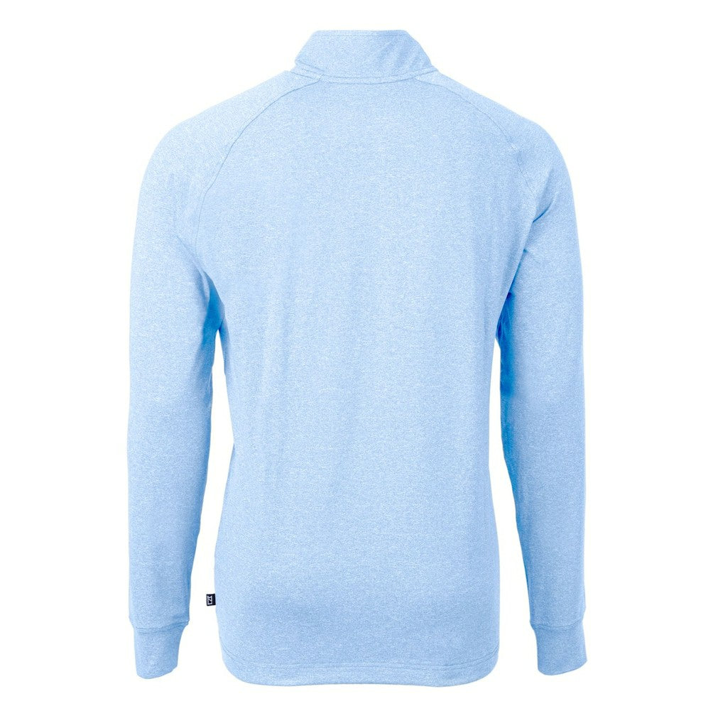 Los Angeles Chargers Cutter & Buck Adapt Eco Knit Quarter-Zip Pullover Top - Heather Powder Blue - NFL