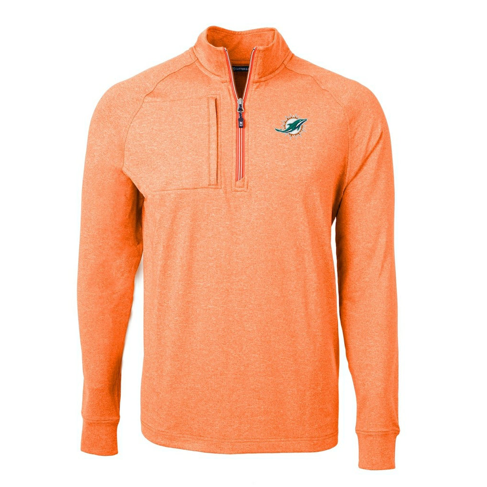 Miami Dolphins Cutter & Buck Adapt Eco Knit Quarter-Zip Pullover Top - Heather Orange - NFL