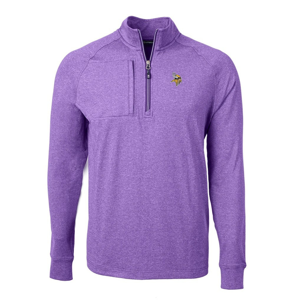 Minnesota Vikings Cutter & Buck Adapt Eco Knit Quarter-Zip Pullover Top - Heather Purple - NFL
