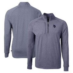 Minnesota Vikings Cutter & Buck Adapt Eco Knit Quarter-Zip Pullover Top - Heather Navy - NFL