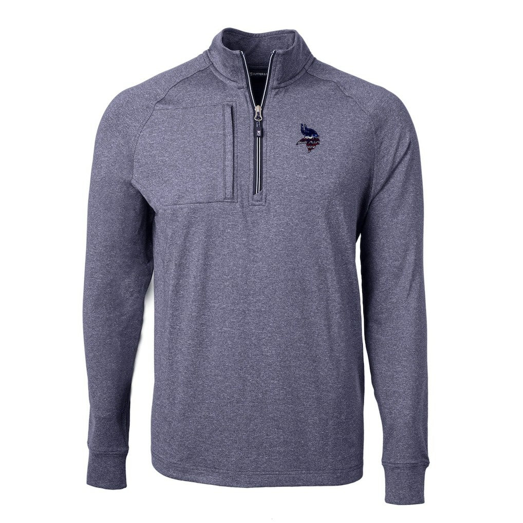 Minnesota Vikings Cutter & Buck Adapt Eco Knit Quarter-Zip Pullover Top - Heather Navy - NFL