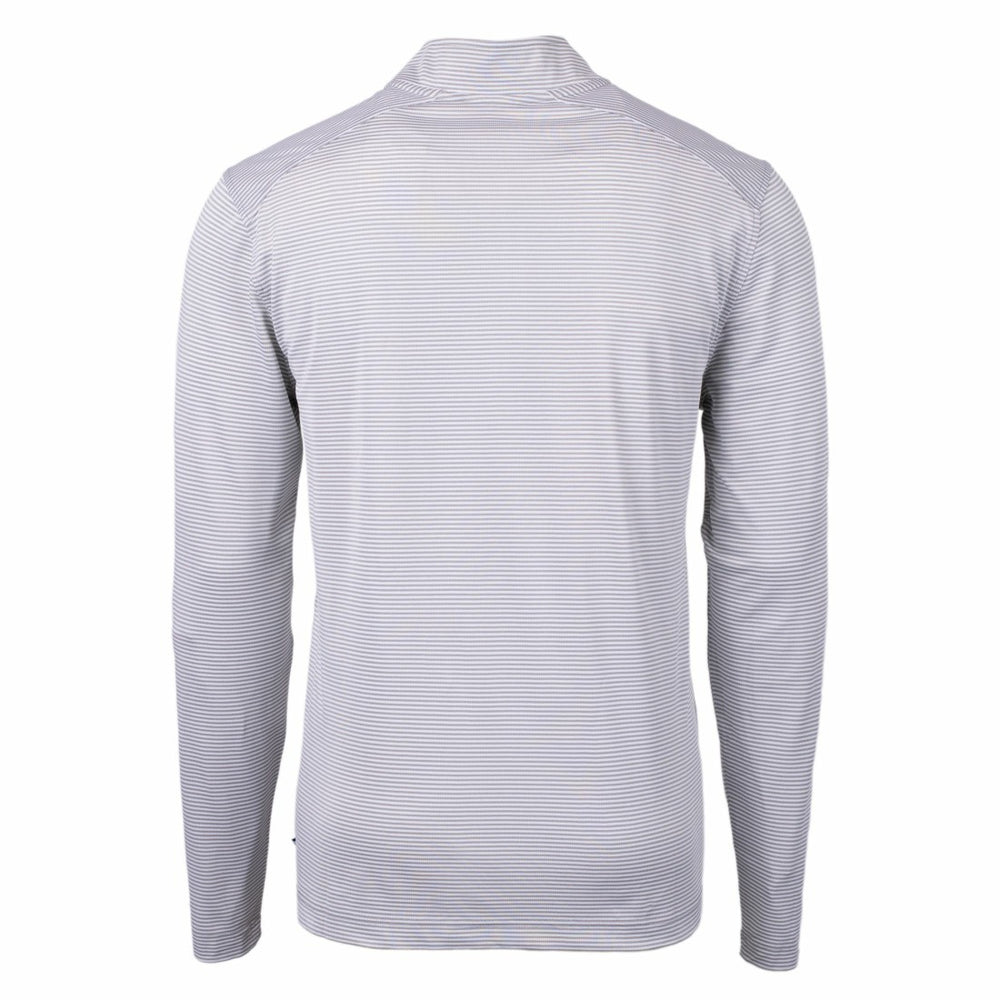 Tampa Bay Buccaneers Cutter & Buck Virtue Eco Pique Micro Stripe Recycled Quarter-Zip Pullover Top - Gray/White - NFL