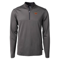 Washington Commanders Cutter & Buck Virtue Eco Pique Micro Stripe Recycled Quarter-Zip Pullover Top - Black/Gray - NFL