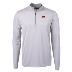 Washington Commanders Cutter & Buck Virtue Eco Pique Micro Stripe Recycled Quarter-Zip Pullover Top - Gray/White - NFL