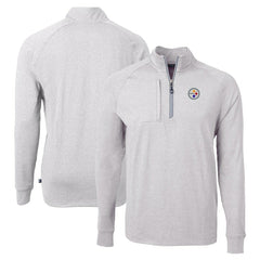 Pittsburgh Steelers Cutter & Buck Adapt Eco Knit Quarter-Zip Pullover Top - Heather Gray - NFL