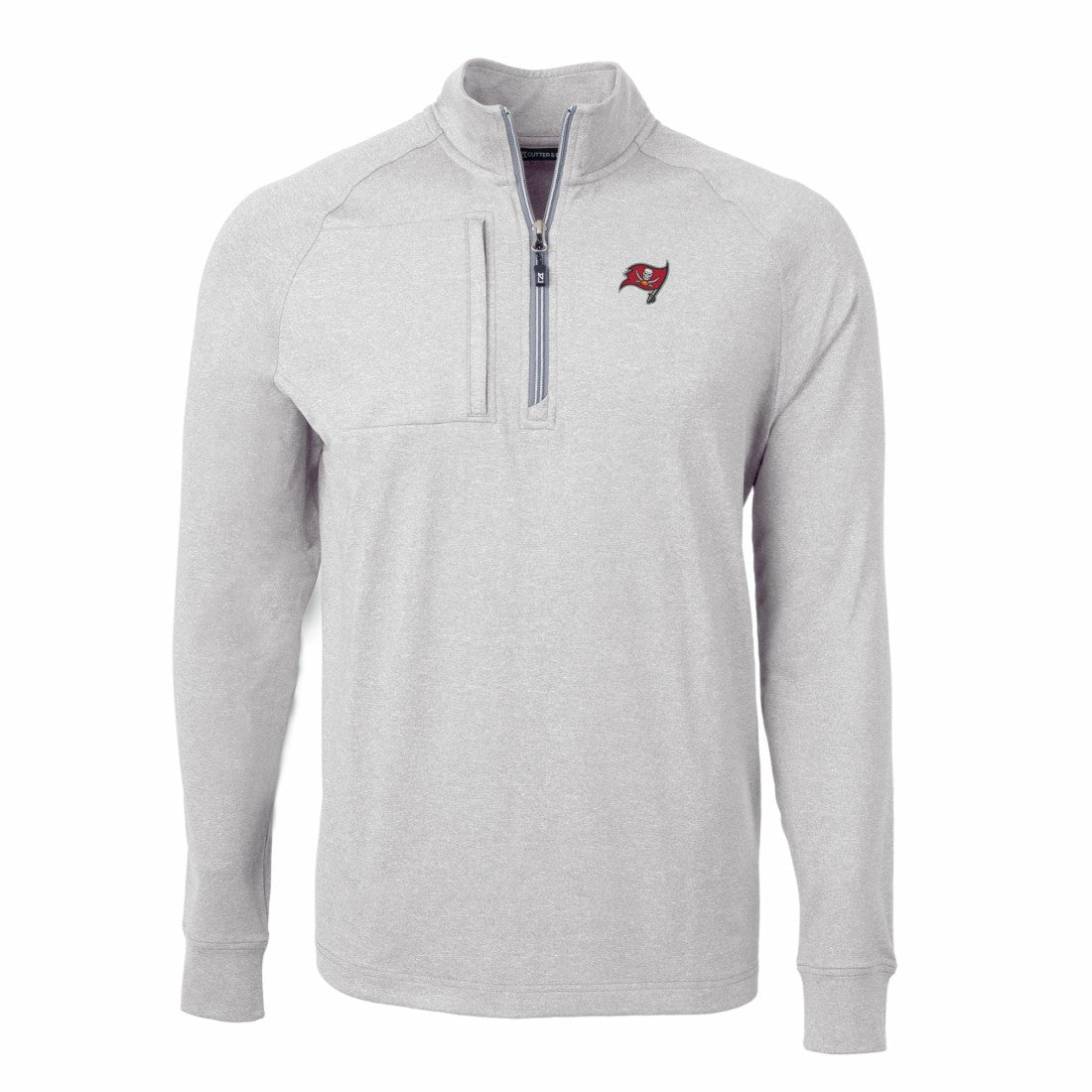Tampa Bay Buccaneers Cutter & Buck Adapt Eco Knit Quarter-Zip Pullover Top - Heather Gray - NFL