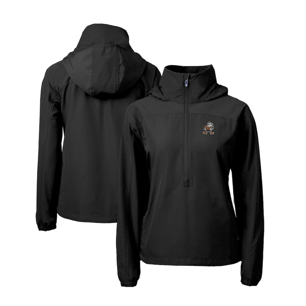 Cleveland Browns Cutter & Buck Women's Charter Eco Recycled Half-Zip Anorak Jacket - Black - NFL