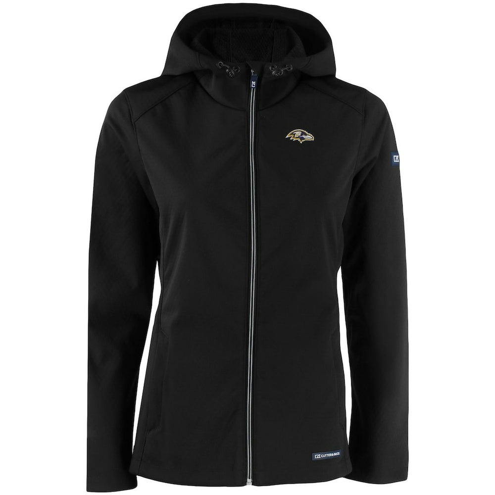 Baltimore Ravens Cutter & Buck Women's Evoke Eco Softshell Recycled Full-Zip Hooded Jacket - Black - NFL