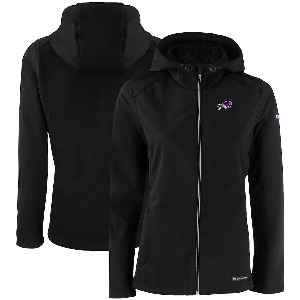 Buffalo Bills Cutter & Buck Women's Evoke Eco Softshell Recycled Full-Zip Hooded Jacket - Black - NFL