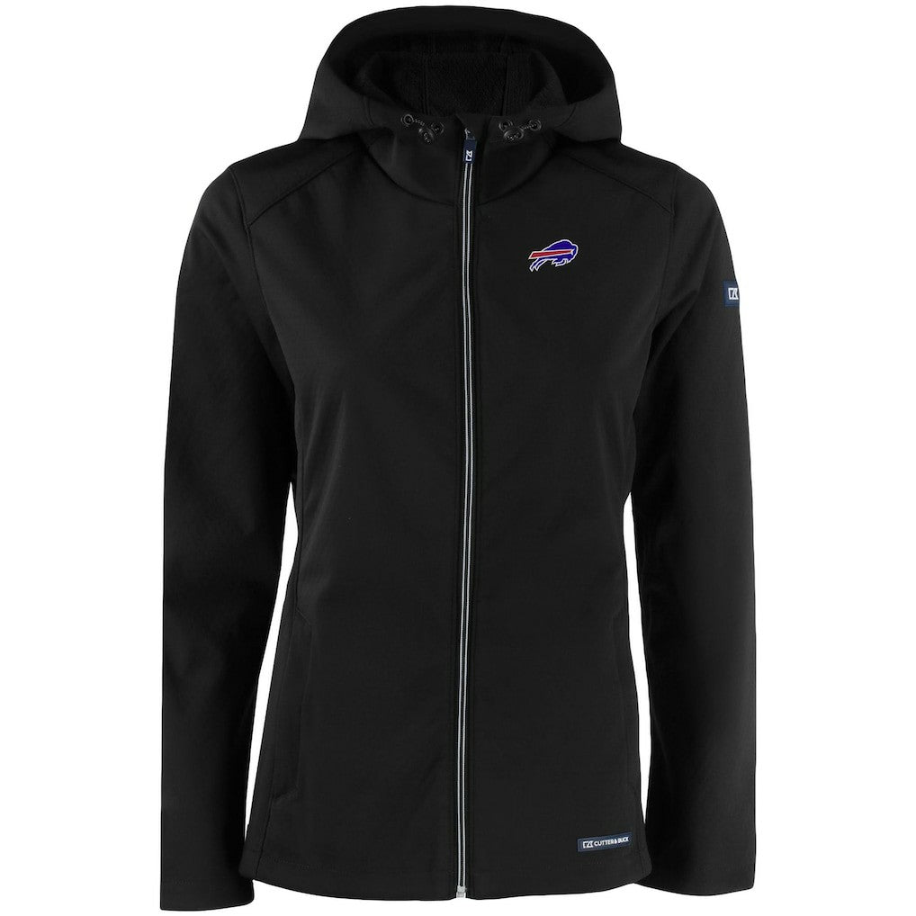Buffalo Bills Cutter & Buck Women's Evoke Eco Softshell Recycled Full-Zip Hooded Jacket - Black - NFL