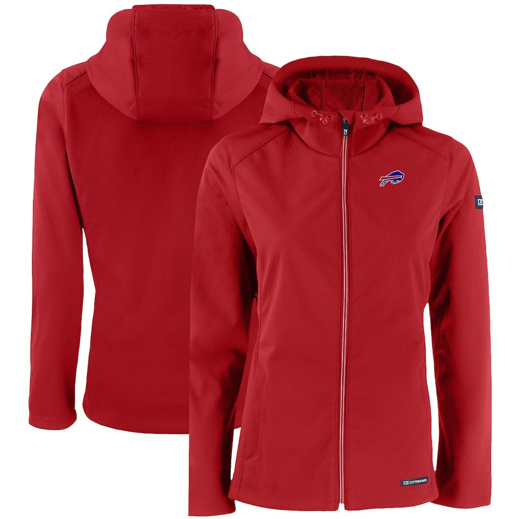 Buffalo Bills Cutter & Buck Women's Evoke Eco Softshell Recycled Full-Zip Hooded Jacket - Red - NFL