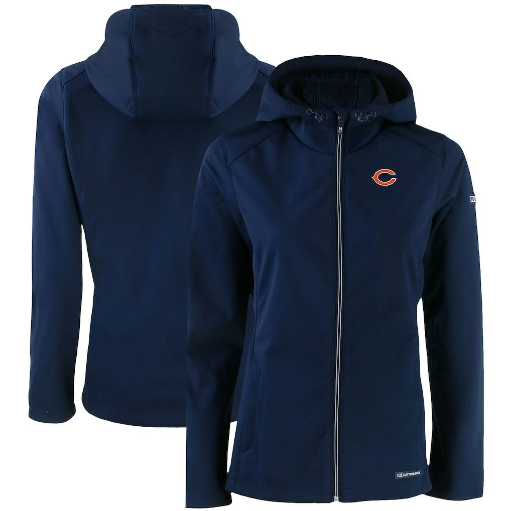 Chicago Bears Cutter & Buck Women's Evoke Eco Softshell Recycled Full-Zip Hooded Jacket - Navy - NFL