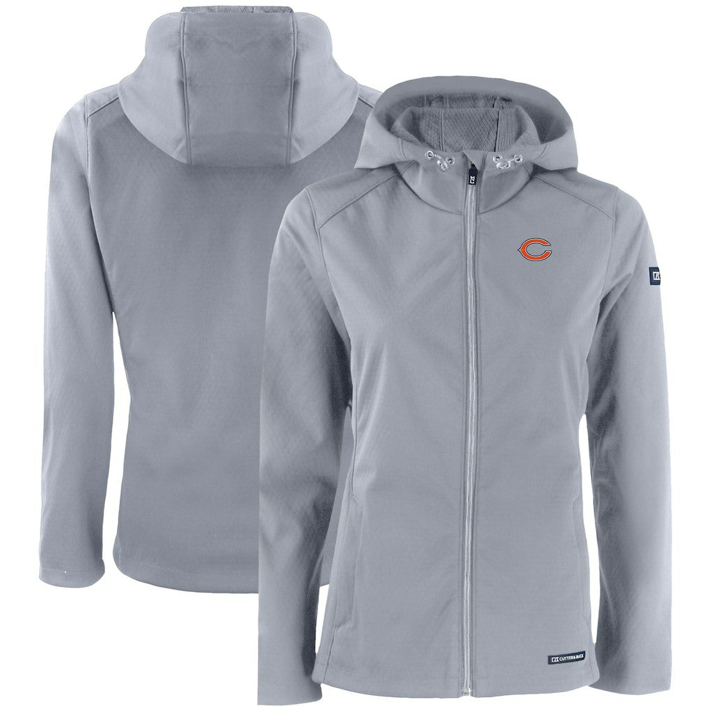 Chicago Bears Cutter & Buck Women's Evoke Eco Softshell Recycled Full-Zip Hooded Jacket - Gray - NFL