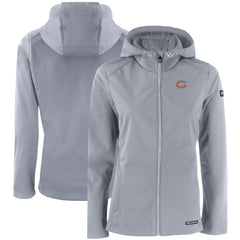Chicago Bears Cutter & Buck Women's Evoke Eco Softshell Recycled Full-Zip Hooded Jacket - Gray - NFL
