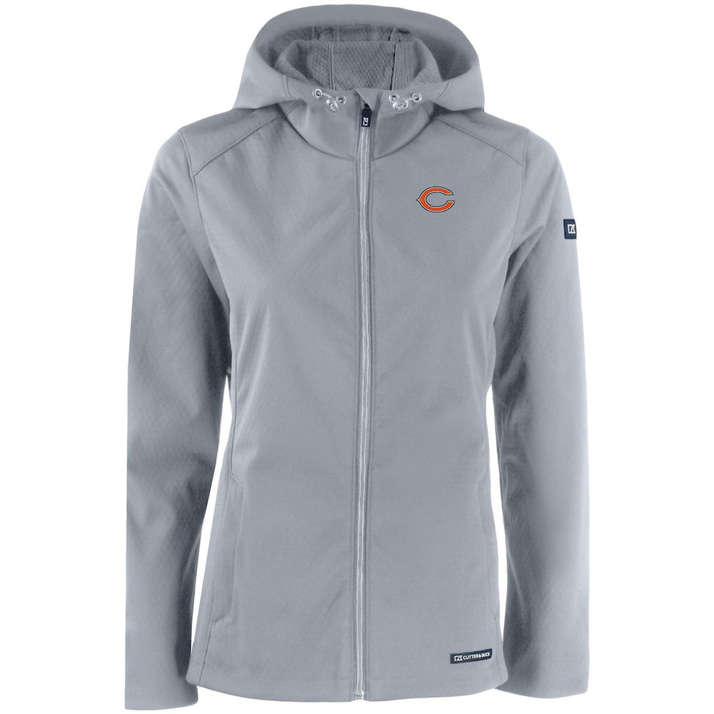 Chicago Bears Cutter & Buck Women's Evoke Eco Softshell Recycled Full-Zip Hooded Jacket - Gray - NFL