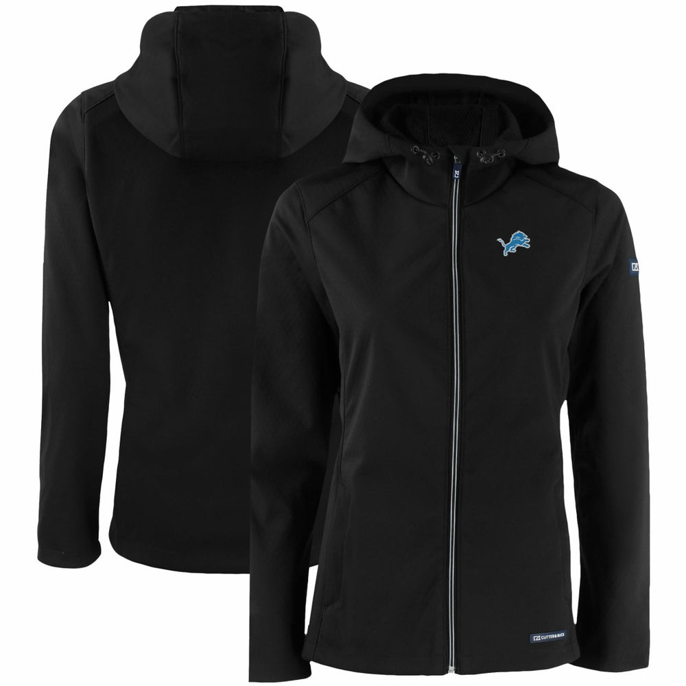 Detroit Lions Cutter & Buck Women's Evoke Eco Softshell Recycled Full-Zip Hooded Jacket - Black - NFL