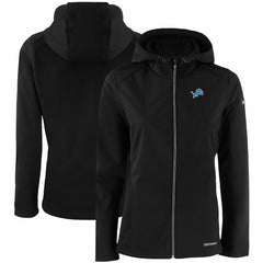 Detroit Lions Cutter & Buck Women's Evoke Eco Softshell Recycled Full-Zip Hooded Jacket - Black - NFL