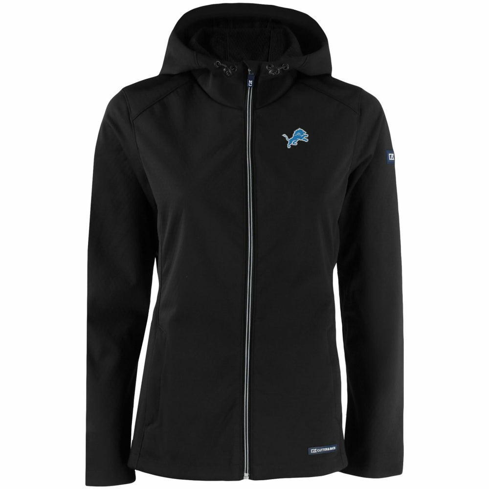 Detroit Lions Cutter & Buck Women's Evoke Eco Softshell Recycled Full-Zip Hooded Jacket - Black - NFL