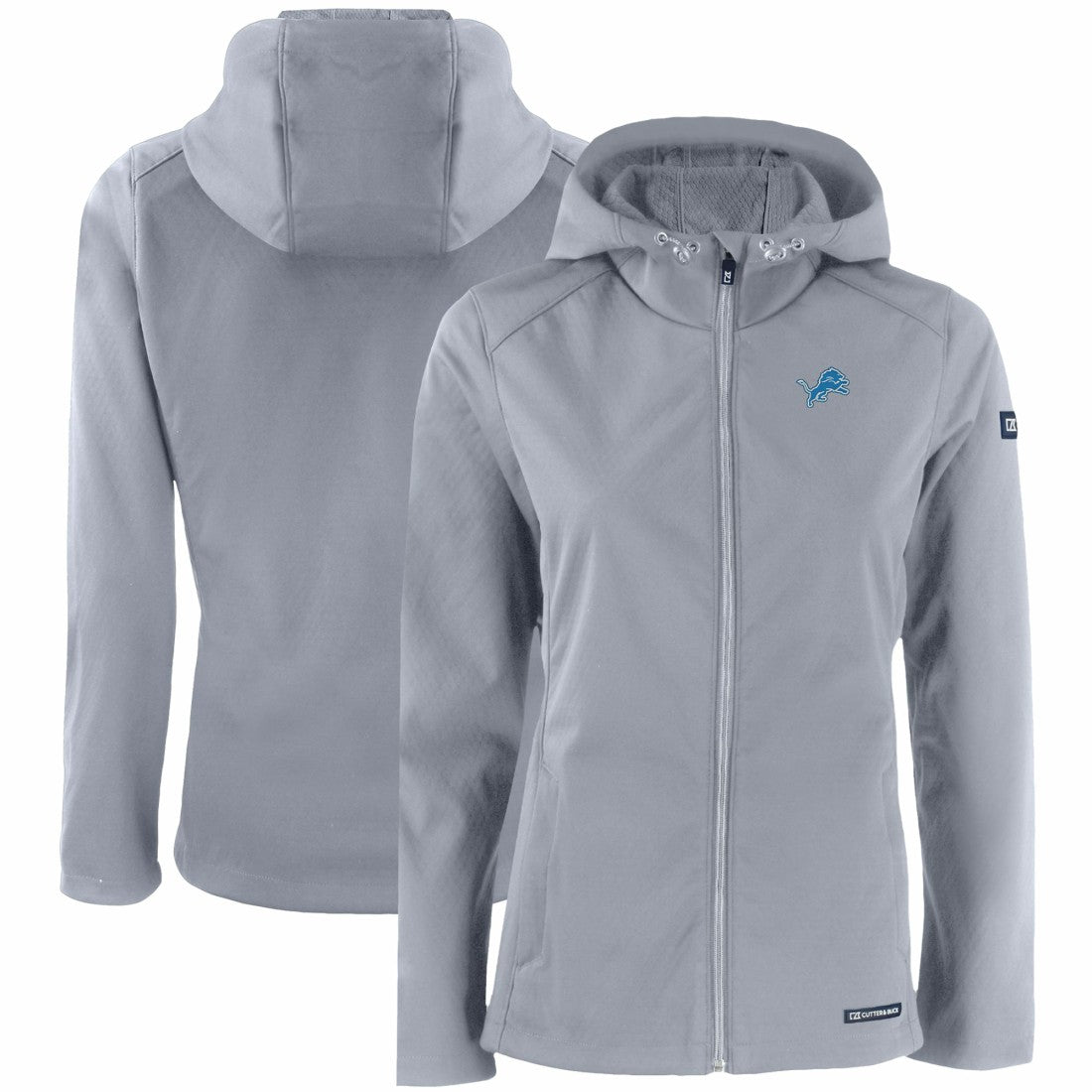 Detroit Lions Cutter & Buck Women's Evoke Eco Softshell Recycled Full-Zip Hooded Jacket - Gray - NFL