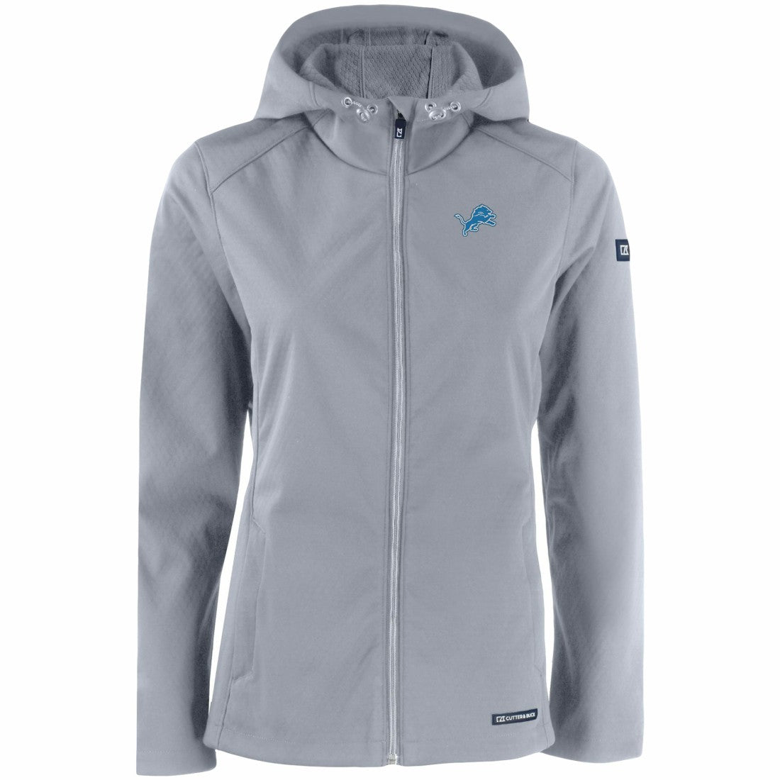 Detroit Lions Cutter & Buck Women's Evoke Eco Softshell Recycled Full-Zip Hooded Jacket - Gray - NFL