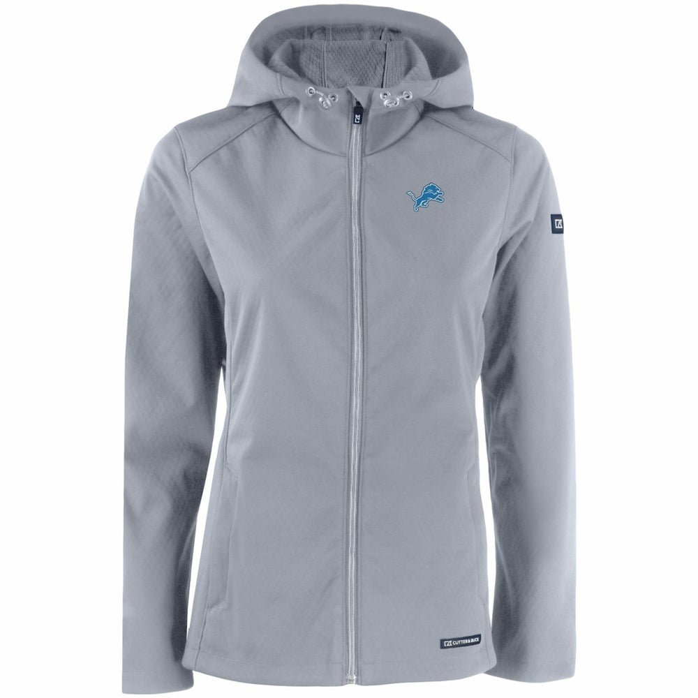 Detroit Lions Cutter & Buck Women's Evoke Eco Softshell Recycled Full-Zip Hooded Jacket - Gray - NFL