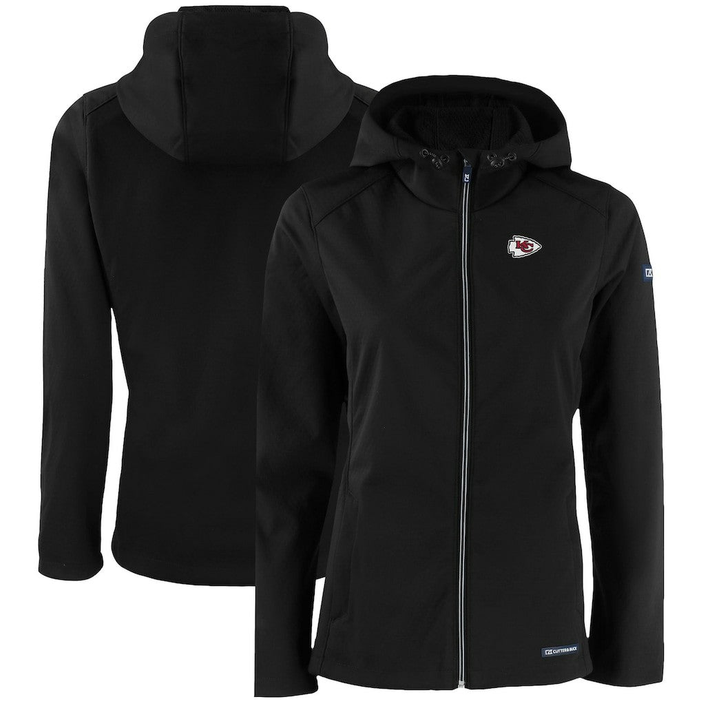 Kansas City Chiefs Cutter & Buck Women's Evoke Eco Softshell Recycled Full-Zip Hooded Jacket - Black - NFL