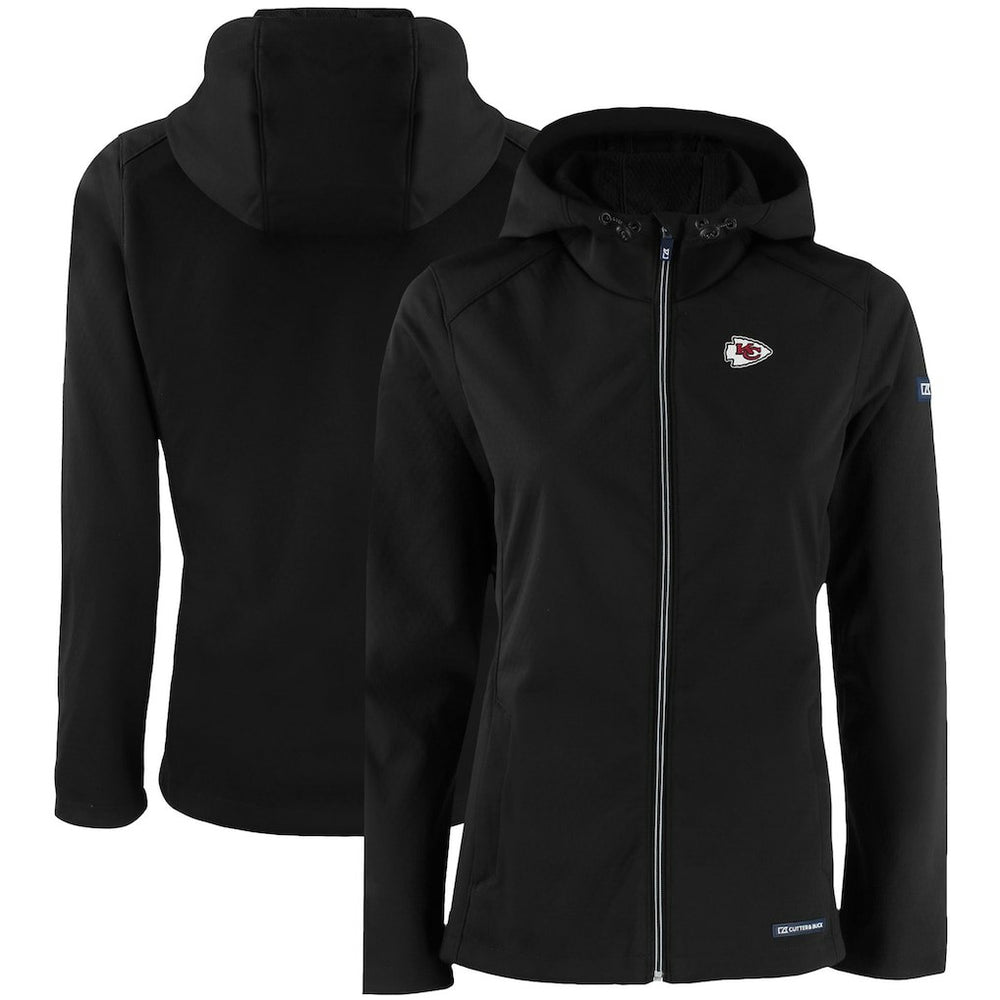 Kansas City Chiefs Cutter & Buck Women's Evoke Eco Softshell Recycled Full-Zip Hooded Jacket - Black - NFL