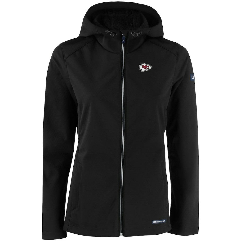 Kansas City Chiefs Cutter & Buck Women's Evoke Eco Softshell Recycled Full-Zip Hooded Jacket - Black - NFL