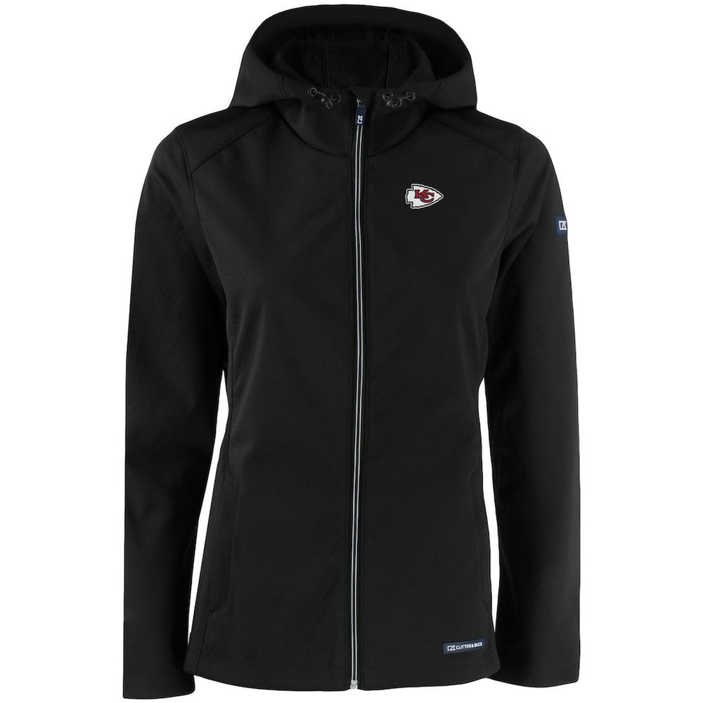 Kansas City Chiefs Cutter & Buck Women's Evoke Eco Softshell Recycled Full-Zip Hooded Jacket - Black - NFL