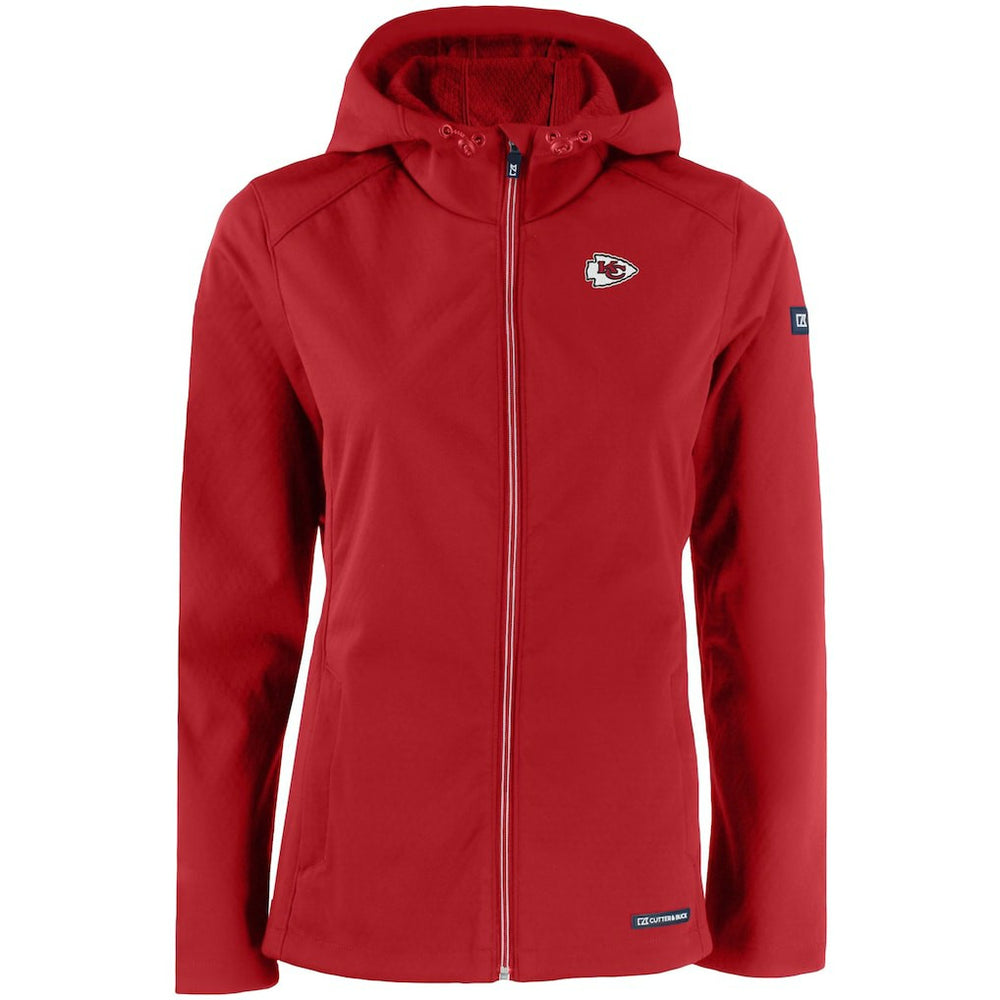 Kansas City Chiefs Cutter & Buck Women's Evoke Eco Softshell Recycled Full-Zip Hooded Jacket - Red - NFL