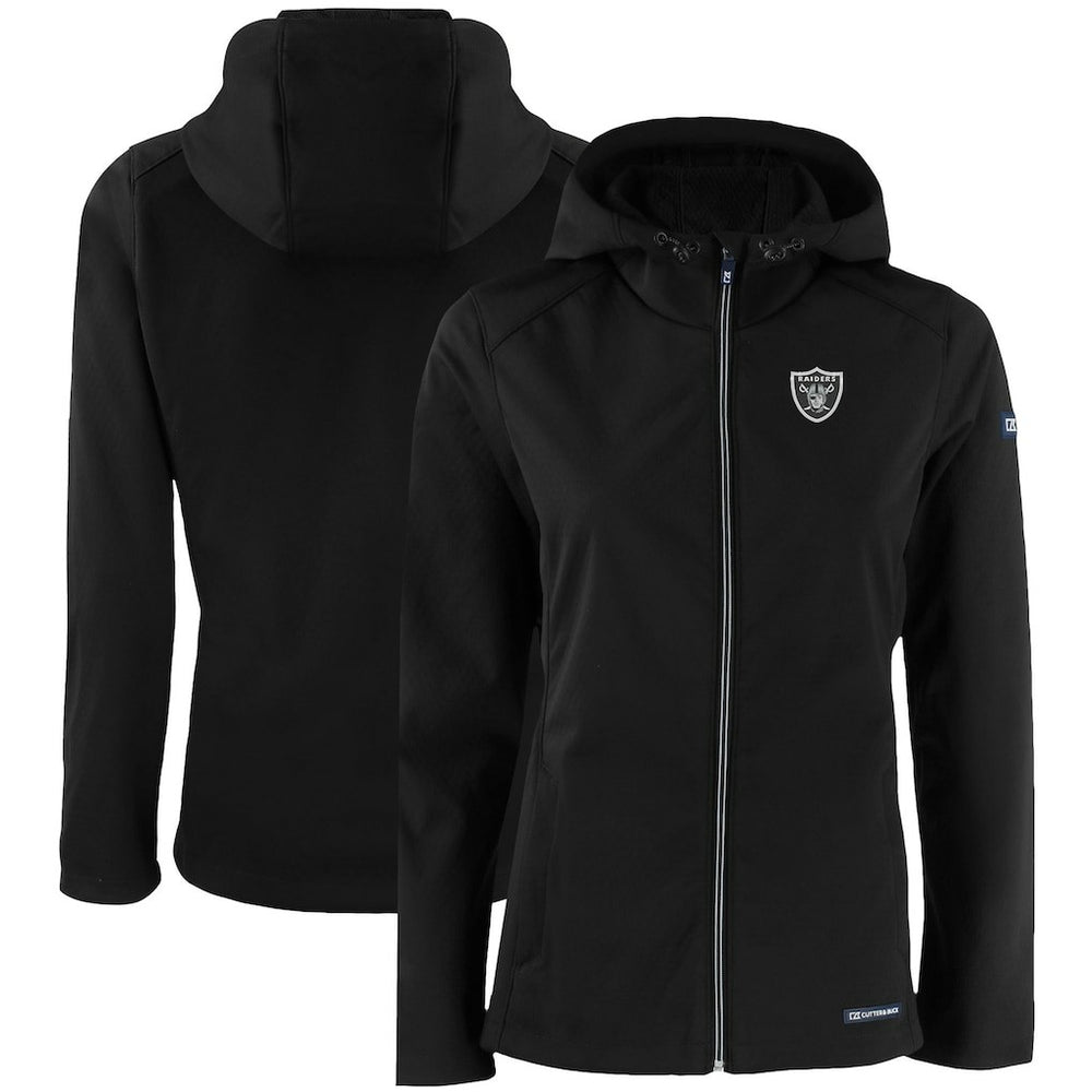 Las Vegas Raiders Cutter & Buck Women's Evoke Eco Softshell Recycled Full-Zip Hooded Jacket - Black - NFL