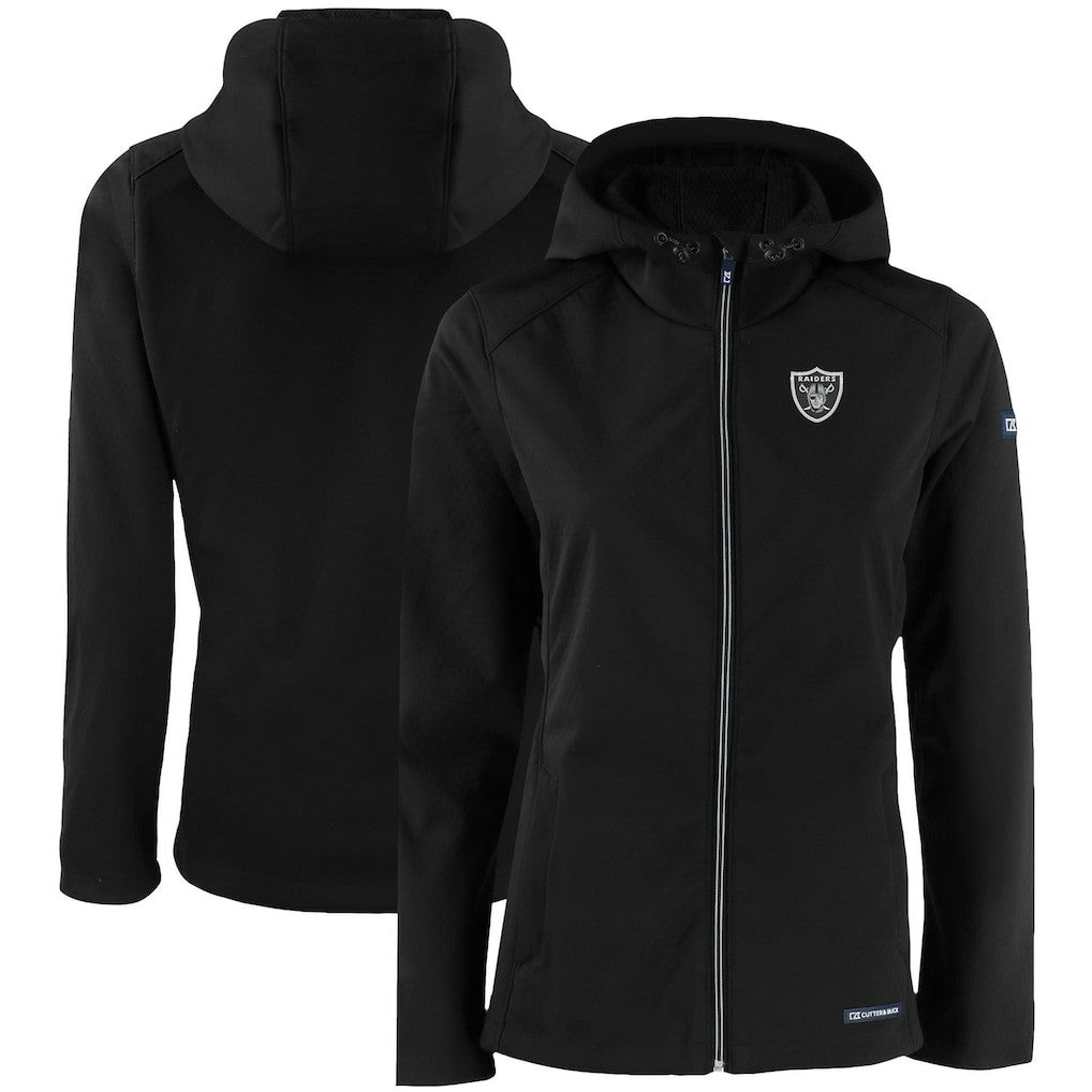 Las Vegas Raiders Cutter & Buck Women's Evoke Eco Softshell Recycled Full-Zip Hooded Jacket - Black - NFL