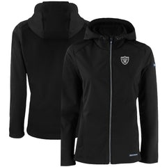 Las Vegas Raiders Cutter & Buck Women's Evoke Eco Softshell Recycled Full-Zip Hooded Jacket - Black - NFL