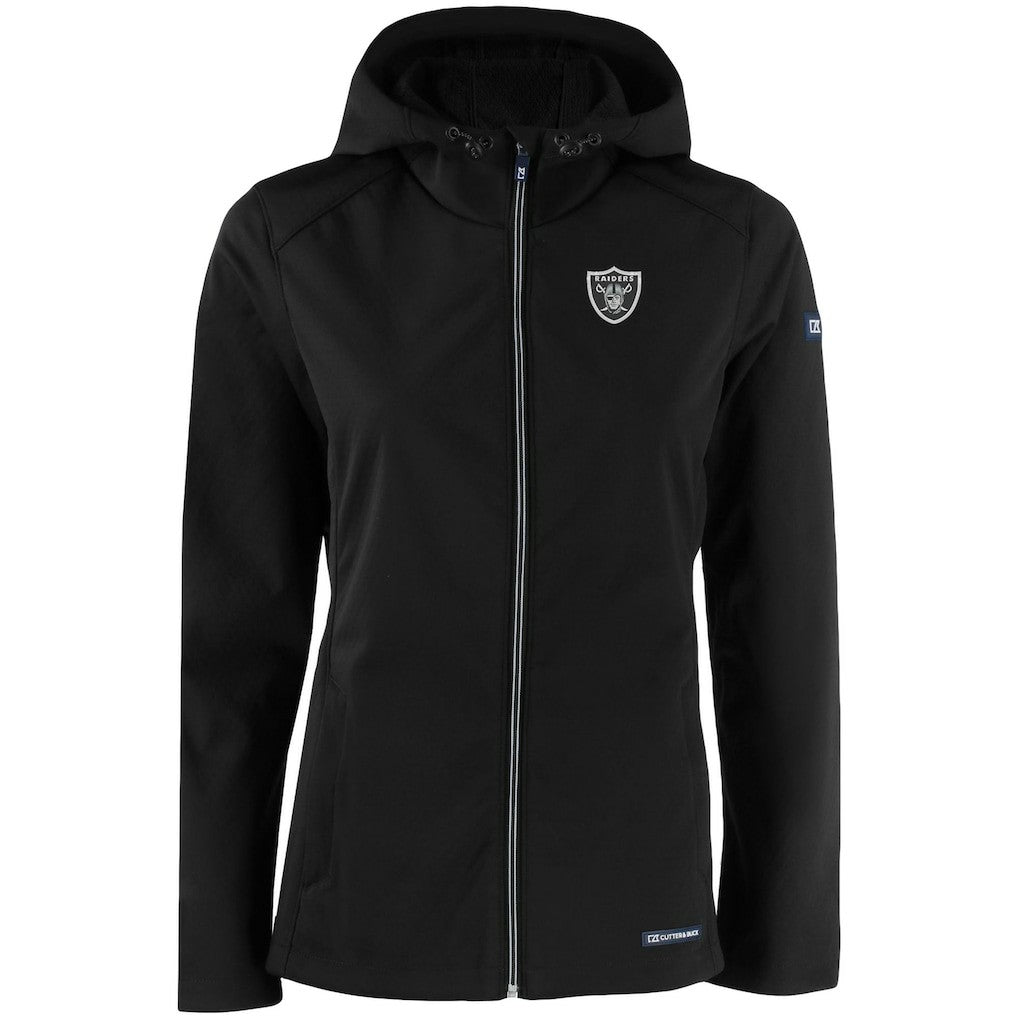 Las Vegas Raiders Cutter & Buck Women's Evoke Eco Softshell Recycled Full-Zip Hooded Jacket - Black - NFL