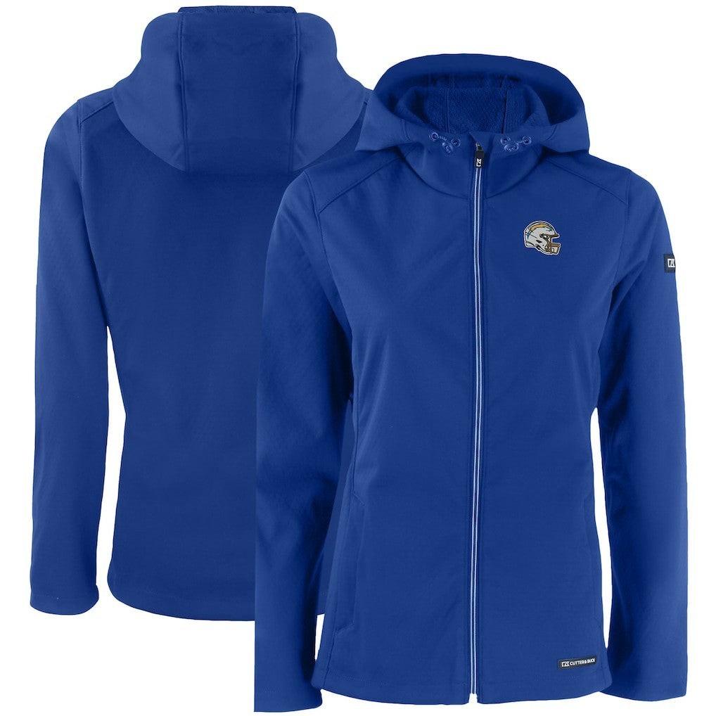 Los Angeles Chargers Cutter & Buck Women's Evoke Eco Softshell Recycled Full-Zip Hooded Jacket - Blue - NFL