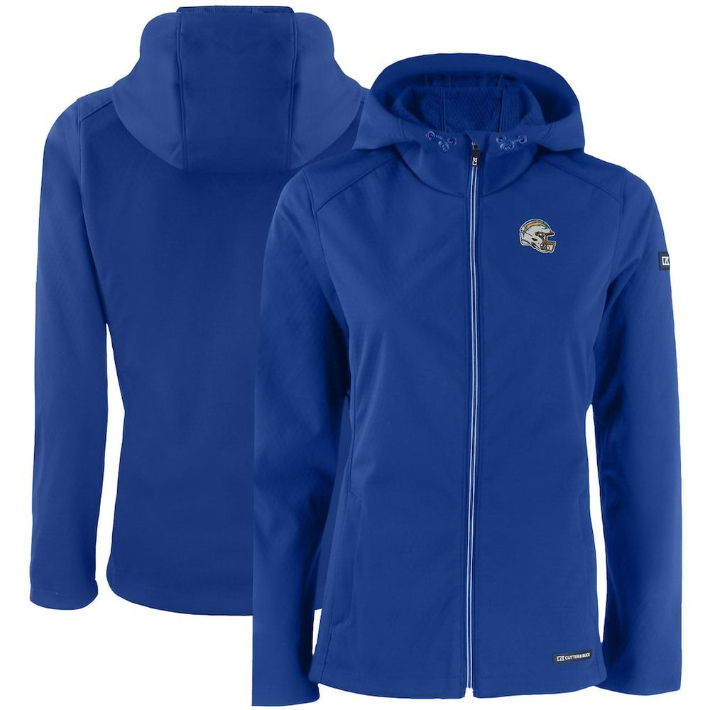Los Angeles Chargers Cutter & Buck Women's Evoke Eco Softshell Recycled Full-Zip Hooded Jacket - Blue - NFL