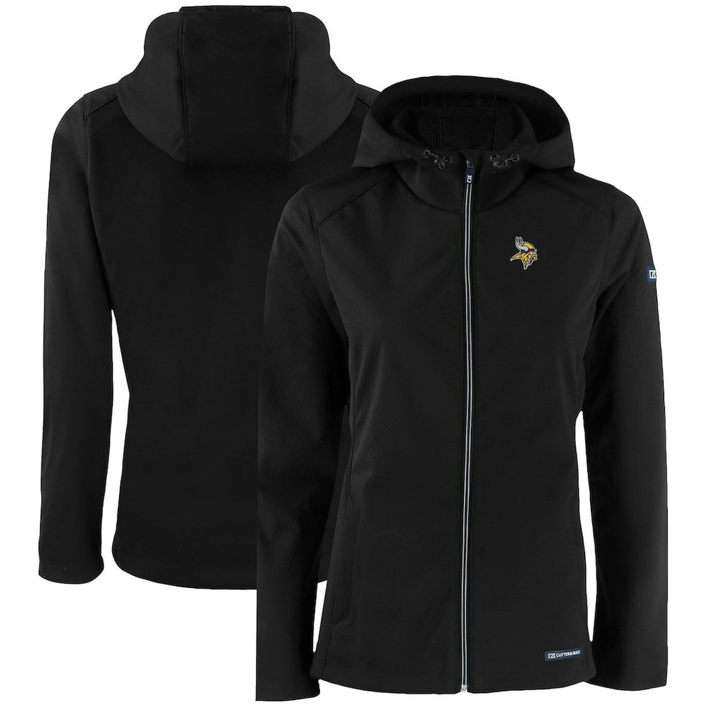 Minnesota Vikings Cutter & Buck Women's Evoke Eco Softshell Recycled Full-Zip Hooded Jacket - Black - NFL