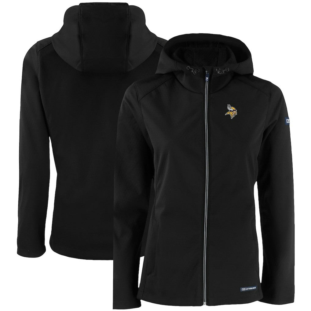 Minnesota Vikings Cutter & Buck Women's Evoke Eco Softshell Recycled Full-Zip Hooded Jacket - Black - NFL