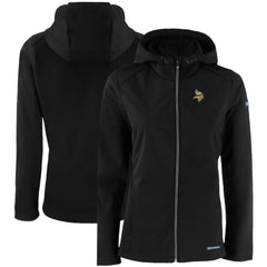 Minnesota Vikings Cutter & Buck Women's Evoke Eco Softshell Recycled Full-Zip Hooded Jacket - Black - NFL