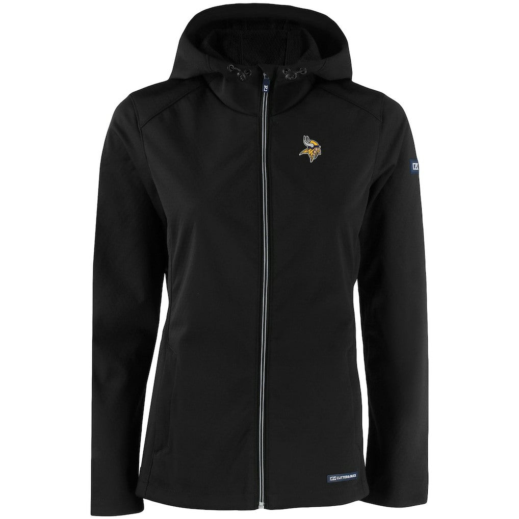 Minnesota Vikings Cutter & Buck Women's Evoke Eco Softshell Recycled Full-Zip Hooded Jacket - Black - NFL