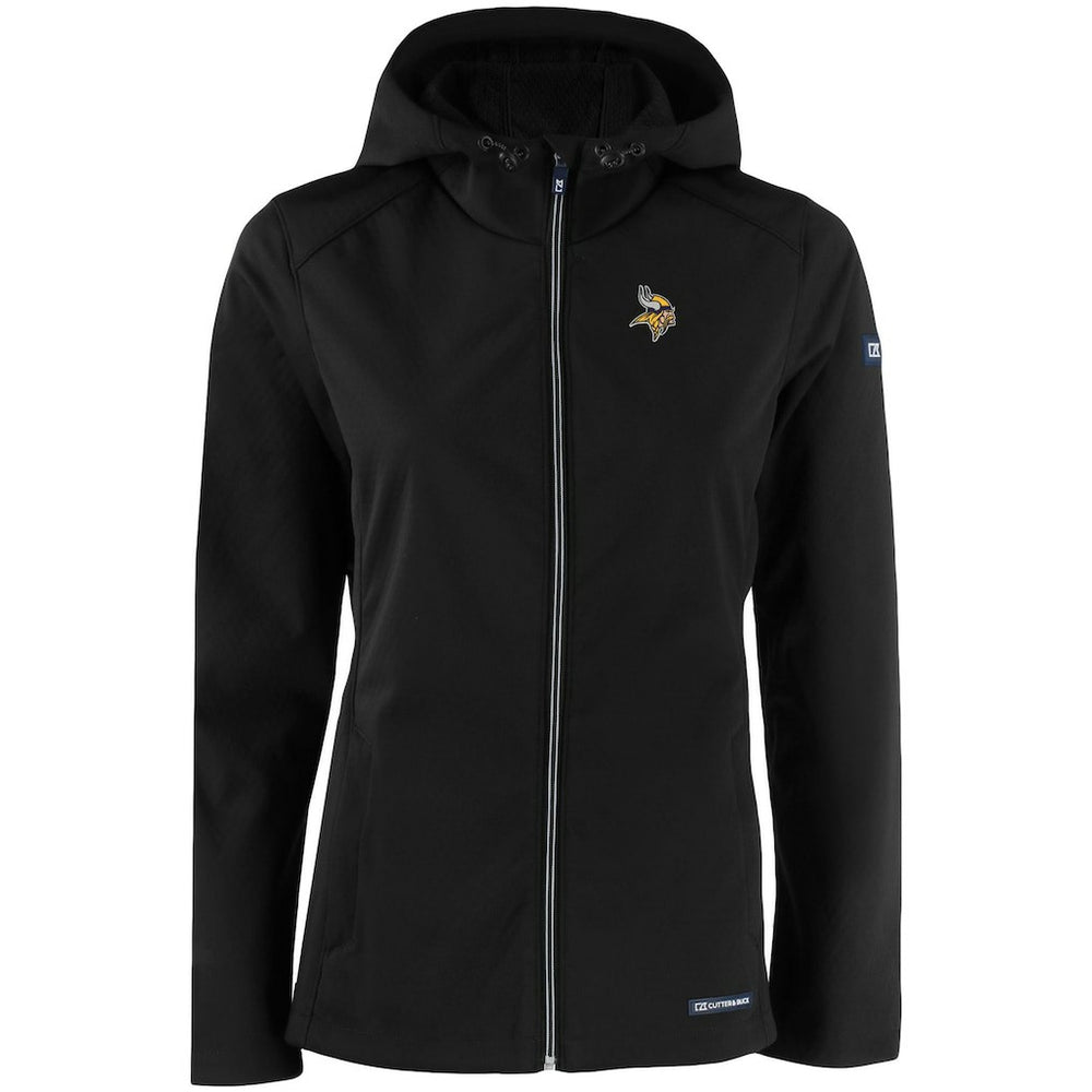 Minnesota Vikings Cutter & Buck Women's Evoke Eco Softshell Recycled Full-Zip Hooded Jacket - Black - NFL