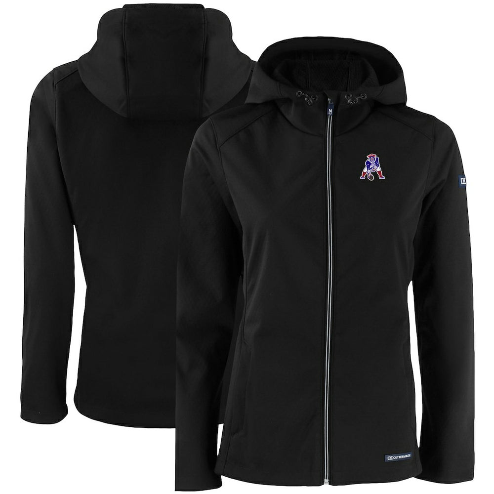 New England Patriots Cutter & Buck Women's Evoke Eco Softshell Recycled Full-Zip Hooded Jacket - Black - NFL
