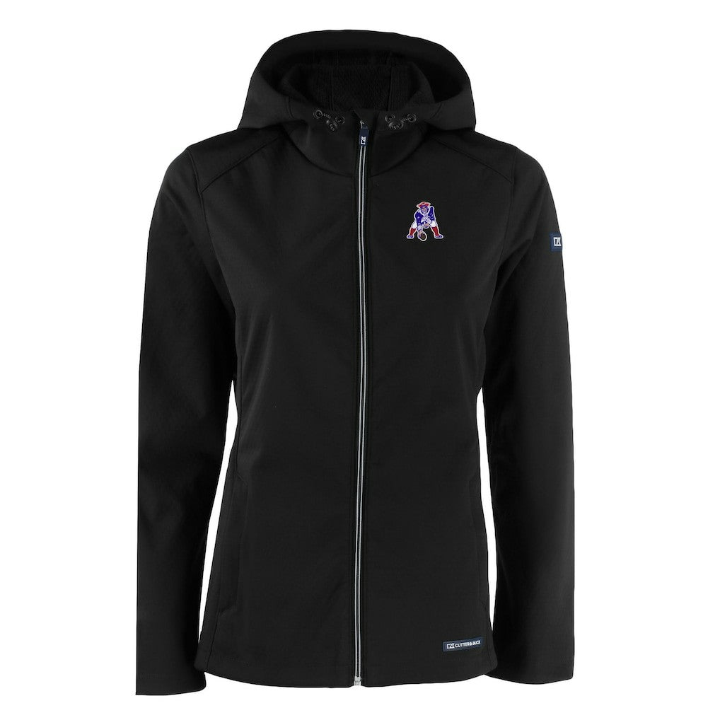 New England Patriots Cutter & Buck Women's Evoke Eco Softshell Recycled Full-Zip Hooded Jacket - Black - NFL