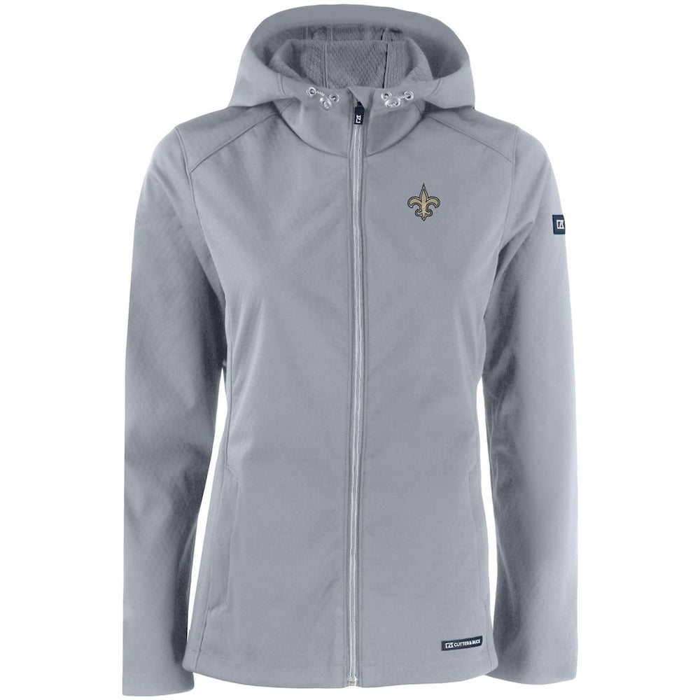 New Orleans Saints Cutter & Buck Women's Evoke Eco Softshell Recycled Full-Zip Hooded Jacket - Gray - NFL