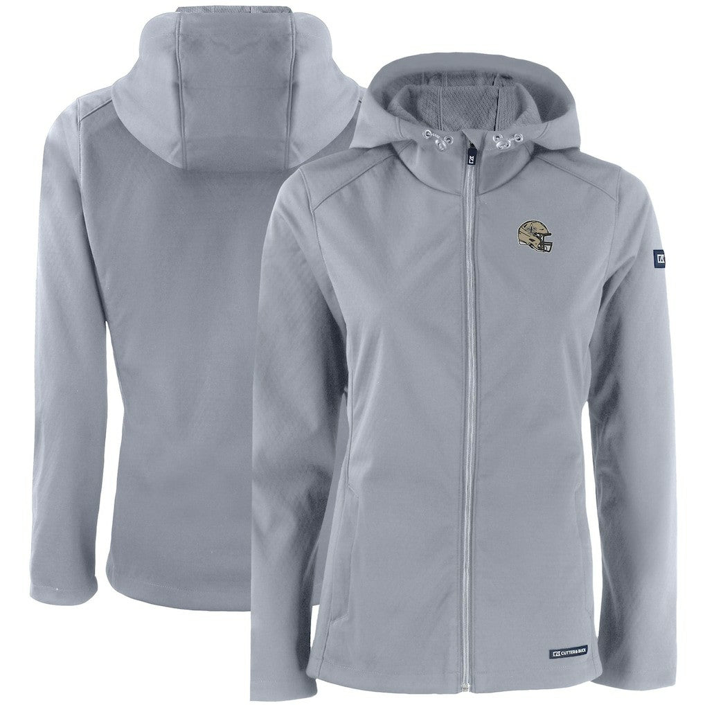 New Orleans Saints Cutter & Buck Women's Evoke Eco Softshell Recycled Full-Zip Hooded Jacket - Gray - NFL