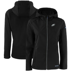 Philadelphia Eagles Cutter & Buck Women's Evoke Eco Softshell Recycled Full-Zip Hooded Jacket - Black - NFL
