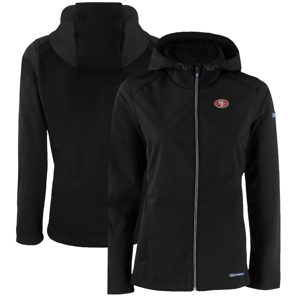 San Francisco 49ers Cutter & Buck Women's Evoke Eco Softshell Recycled Full-Zip Hooded Jacket - Black - NFL